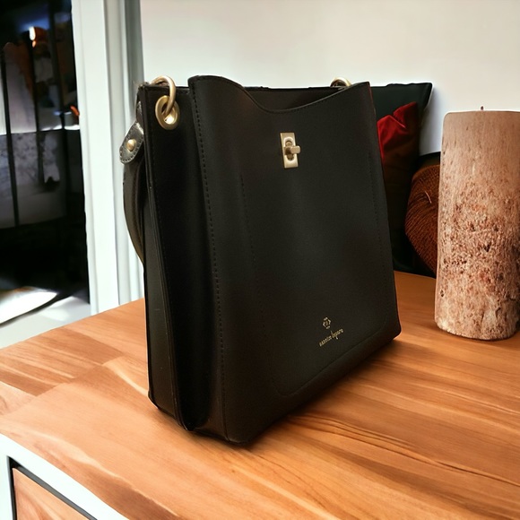 Nanette Lepore Stylish Double Compartment Gold Hardware Hard Poly Bag! - Picture 4 of 13